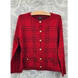 Designers Originals red cardigan sweater women's size Large Vintage vibes